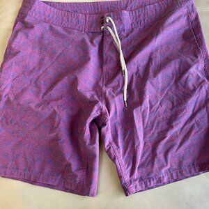Faherty Board Shorts.  Red/Blue batik Pattern.  Size 38